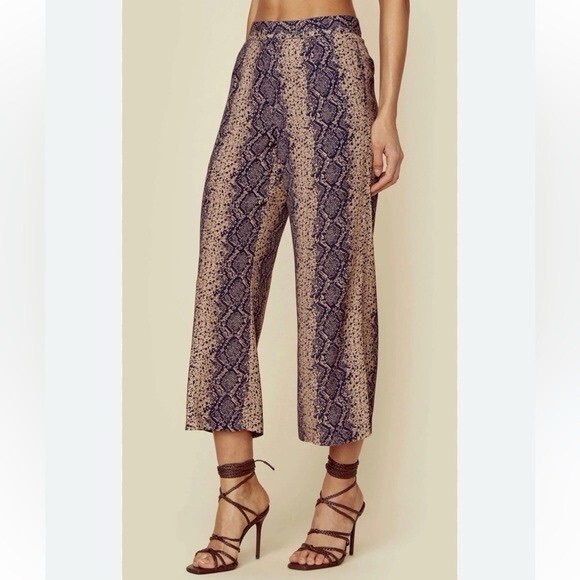 Blue Life Pants - SIZE S Blue Life Tan and Blue Cropped Ankle Pants